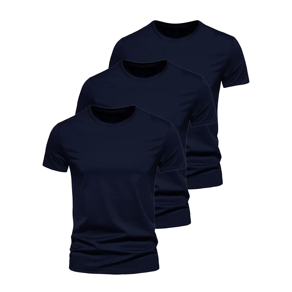 3Pcs Men T-shirt O-neck Fashion Design Slim Fit Soild T-shirts Male Tops Tees Short Sleeve T Shirt For Men