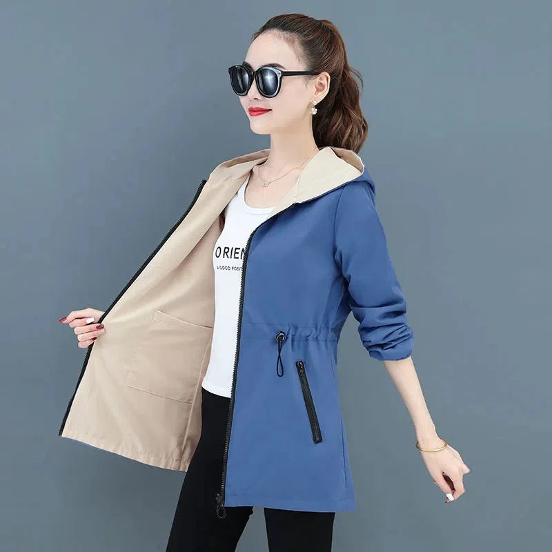 Double-Sided Trench Coat Women 2023 New Korean Casual Spring Autumn Loose Mid Long Windbreakers Female Outerwear Gabardina Mujer