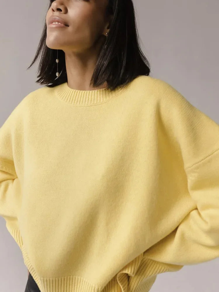 Winter Warm Soft Thick Knit Sweaters Black Sweater Pullover Loose Lazy Pullovers Korean Autumn Women Coat O Neck Sweater Jumper